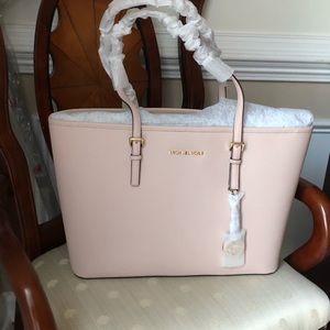 Michael Kors Jet Set Saffiano Top Zip Sft Pink/Gld